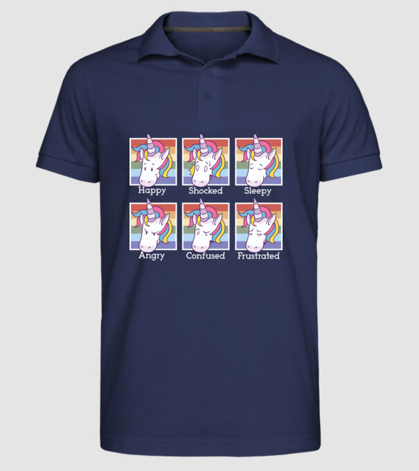 Capete de unicorn model albastru închis pe tricou