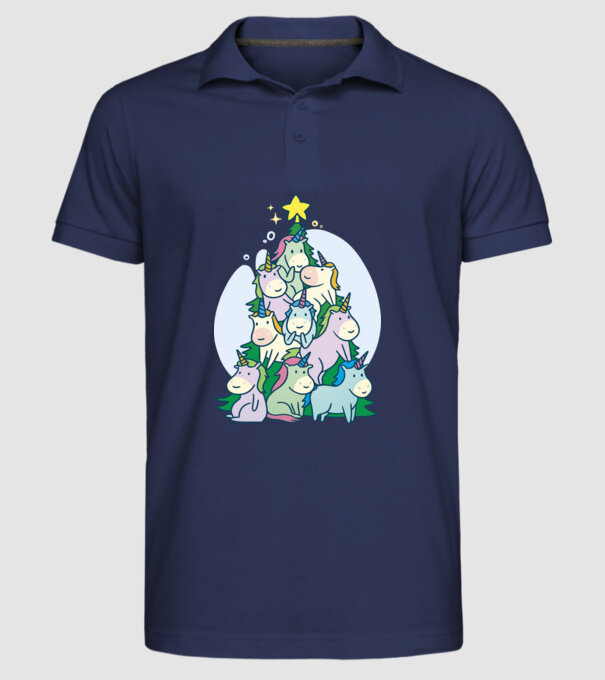 Unicorn pom de Crăciun model albastru închis pe tricou