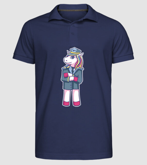 Unicorn Pilot model albastru închis pe tricou