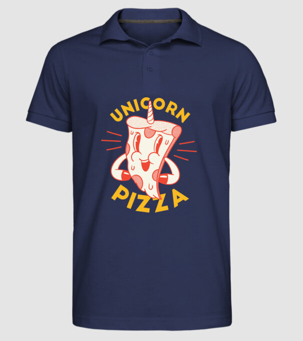 Unicorn Pizza model albastru închis pe tricou
