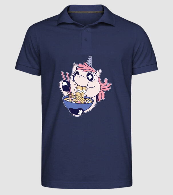 Unicorn Ramen model albastru închis pe tricou