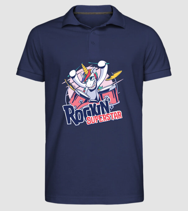 Unicorn Star rock model albastru închis pe tricou