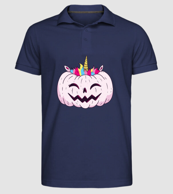 Unicorn Dovleac Halloween model albastru închis pe tricou