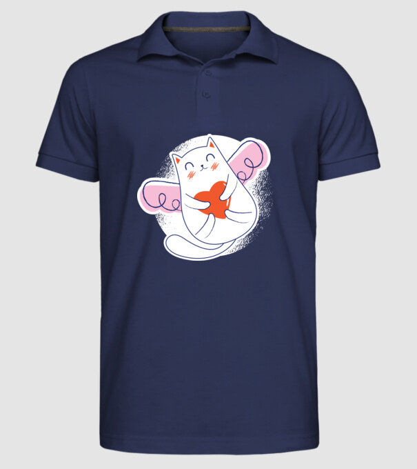 Pisică Valentin model albastru închis pe tricou
