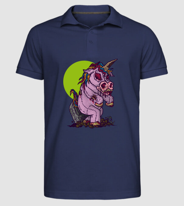 Zombie unicorn model albastru închis pe tricou