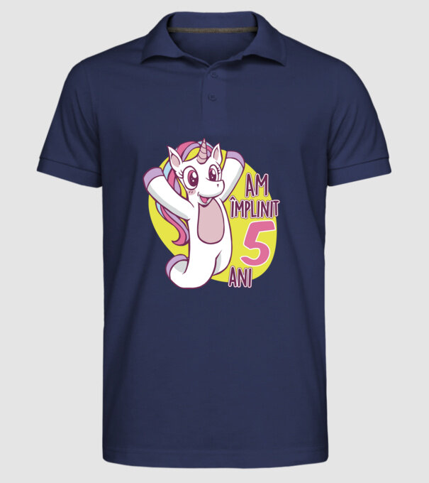 Am împlinit 5 ani model albastru închis pe tricou