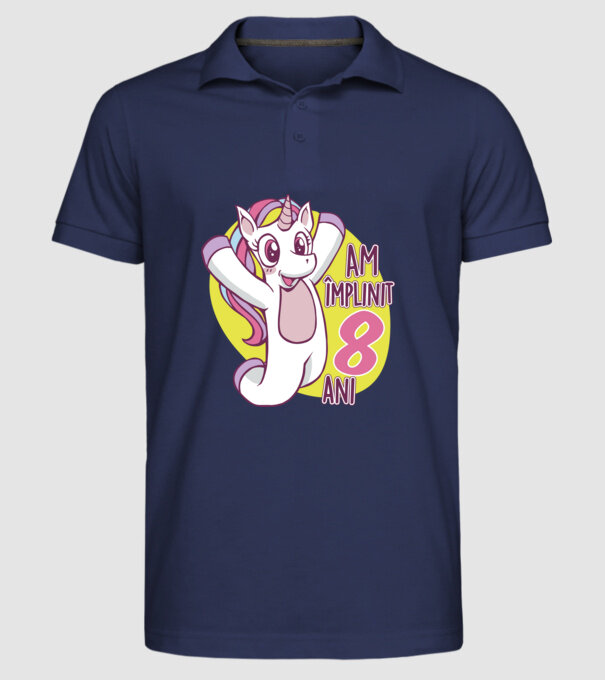 Am împlinit 8 ani model albastru închis pe tricou