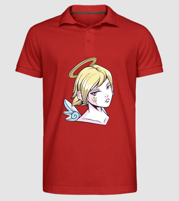 Anime Fată angelică model roșu pe tricou