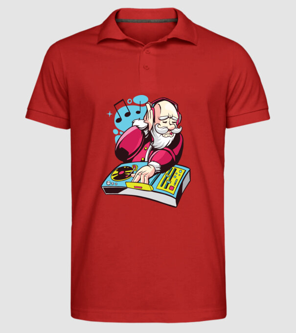 Moș Crăciun DJ model roșu pe tricou
