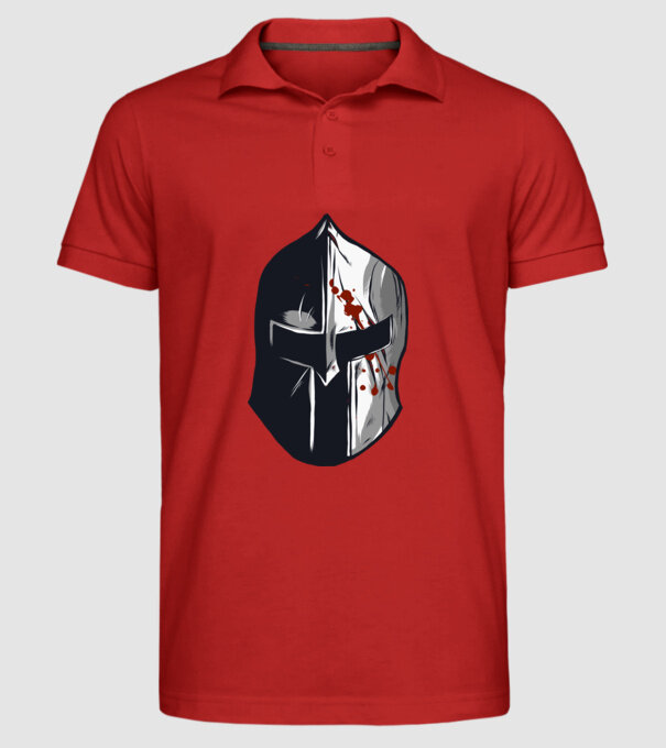 Cască războinic Sparta model roșu pe tricou