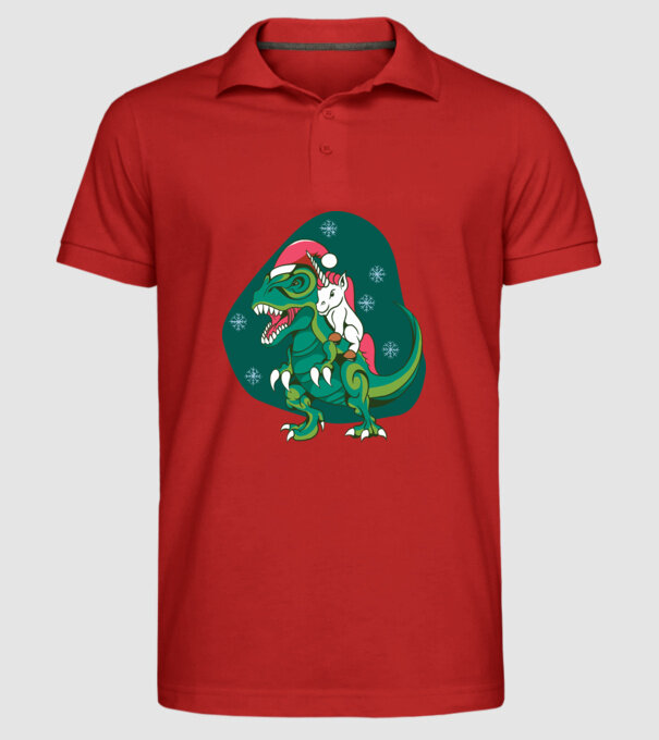 T-rex unicorn Crăciun model roșu pe tricou