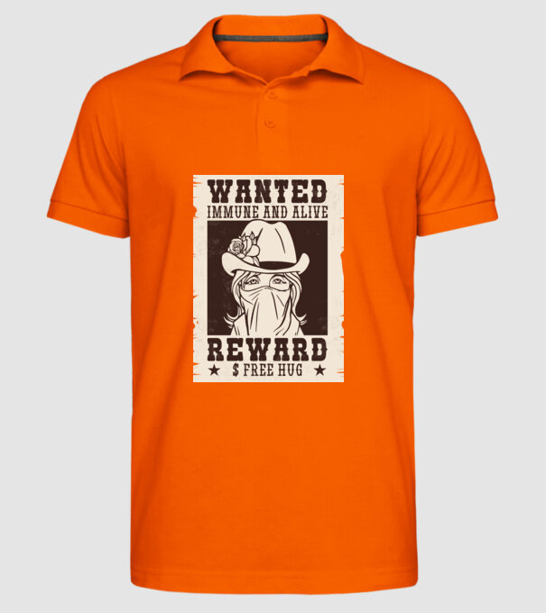 Afiș Wanted - Îmbrățișări gratuite model portocaliu pe tricou