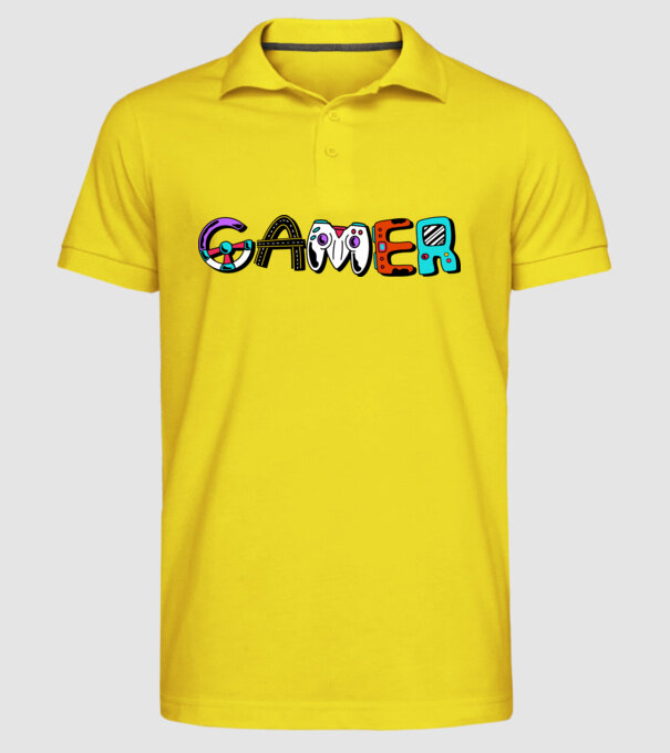 Inscripție Gamer model galben pe tricou