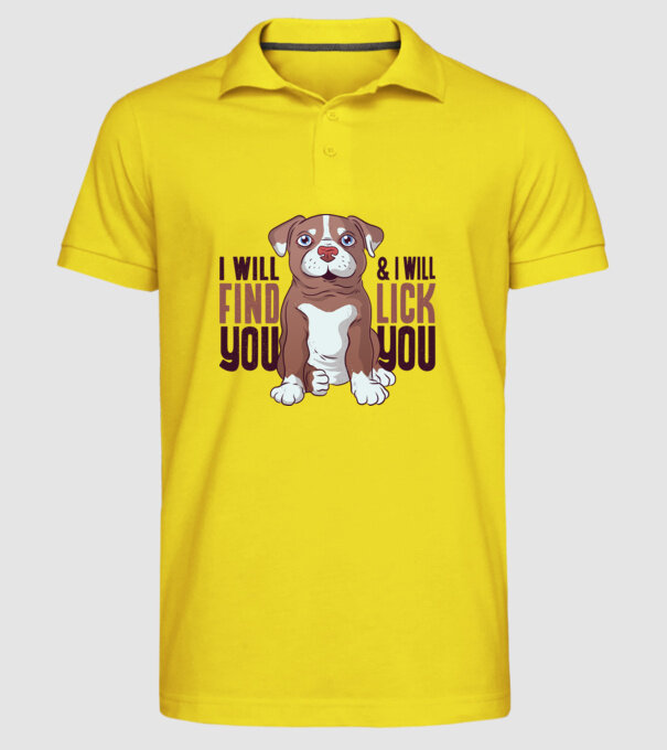 Pitbull - I will find you and I will lick you model galben pe tricou