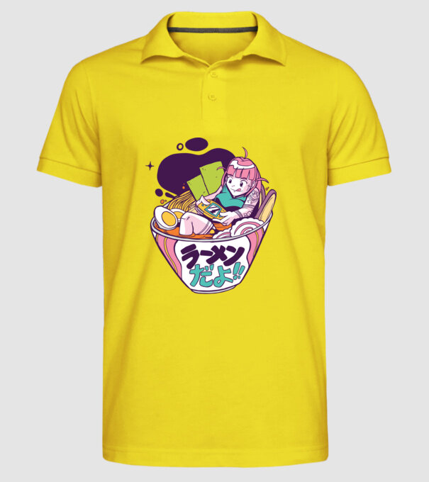 Ramen Anime Gamer fată model galben pe tricou