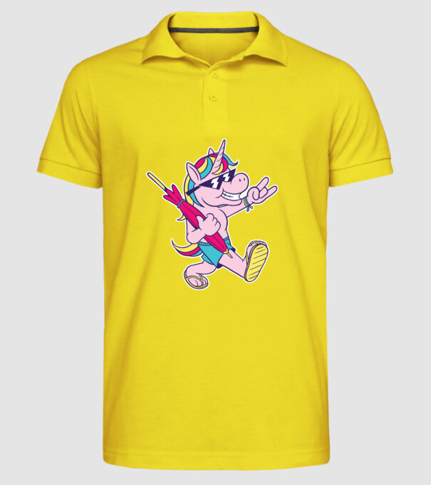 Unicorn În vacanță model galben pe tricou