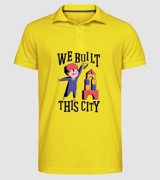 We built this city blocuri de construcție model galben pe tricou