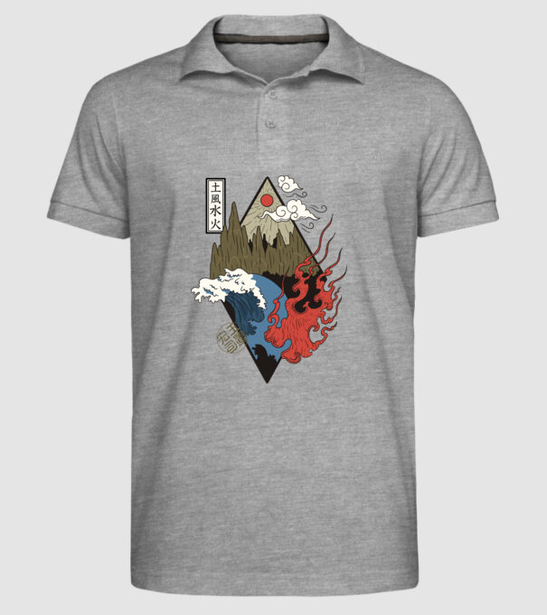 4 Elemente - Foc, Apă, Pământ, Aer model gri pe tricou