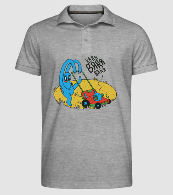 Alien cu Mașină de tuns iarba model gri pe tricou