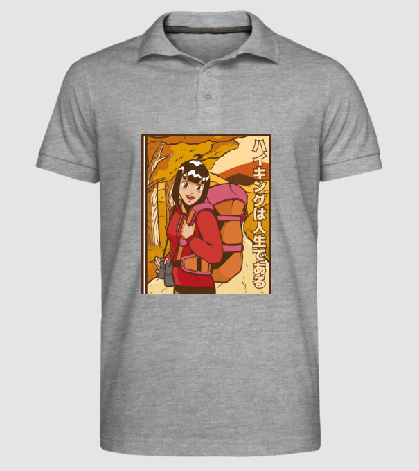 Anime fată Excursionistă model gri pe tricou