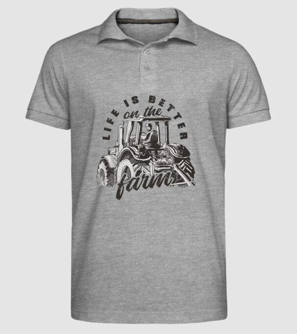 Viața este mai bună la fermă cu tractor model gri pe tricou