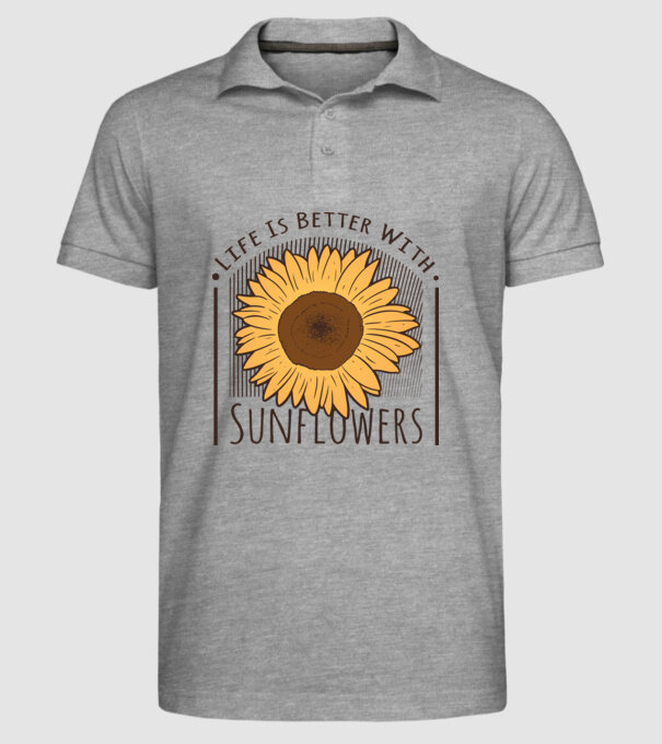 Viața este mai frumoasă cu floarea-soarelui model gri pe tricou