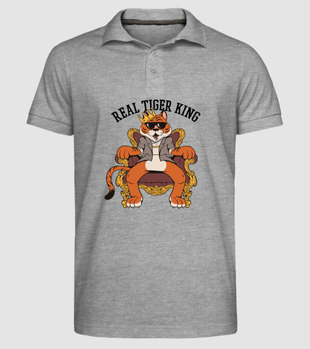 Adevăratul Rege Tigru model gri pe tricou
