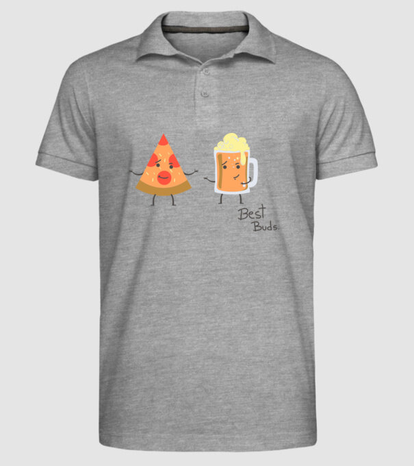 Best Buds - Pizza + Beer model gri pe tricou