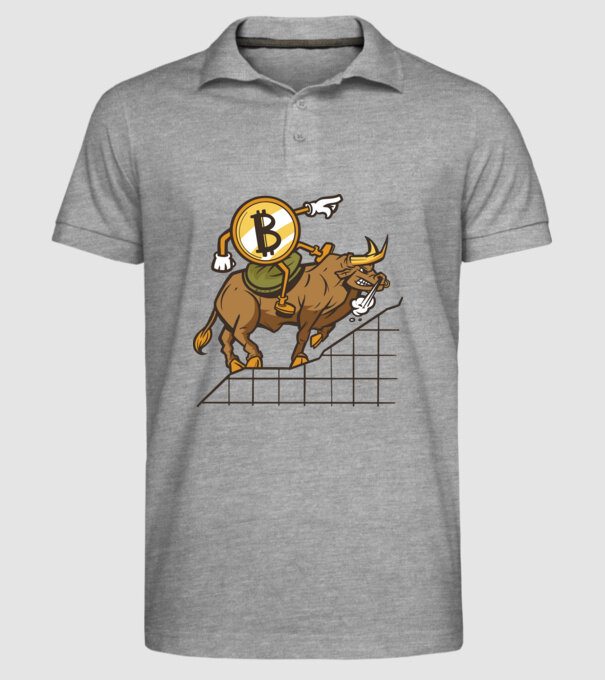 Taur Bitcoin model gri pe tricou