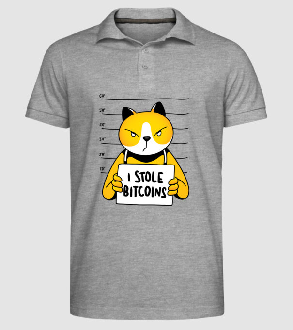 Pisică hoață Bitcoin model gri pe tricou