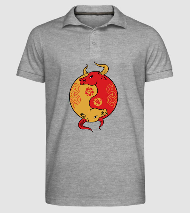 Bivol Yin Yang model gri pe tricou