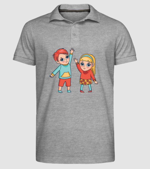 Copii fericiți model gri pe tricou