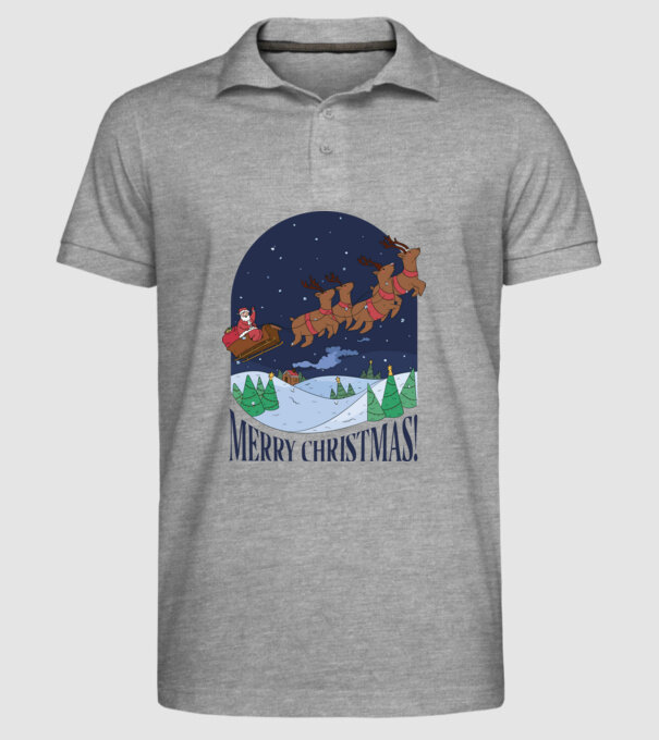 Crăciun Fericit Moș Crăciun cu reni model gri pe tricou