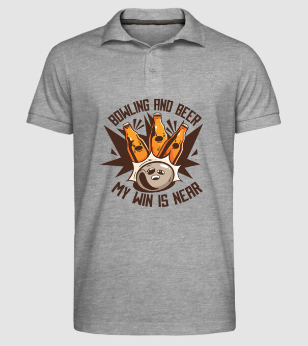 Bowling și bere model gri pe tricou