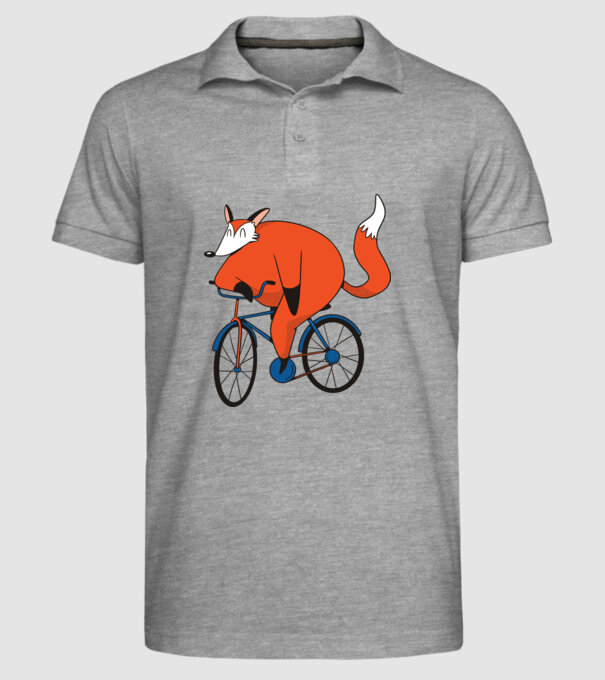 Vulpe cu bicicletă model gri pe tricou
