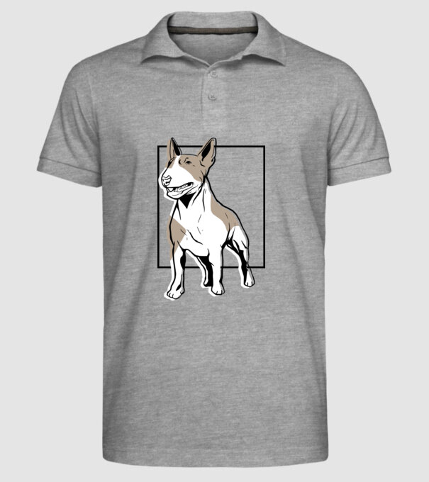 Tricou cu Câine Bull Terrier model gri pe tricou