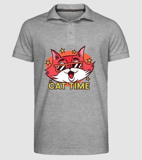 Cat Time Momentul pisicii model gri pe tricou