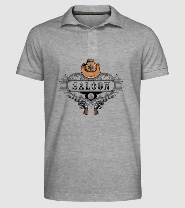 Cowboy saloon western model gri pe tricou