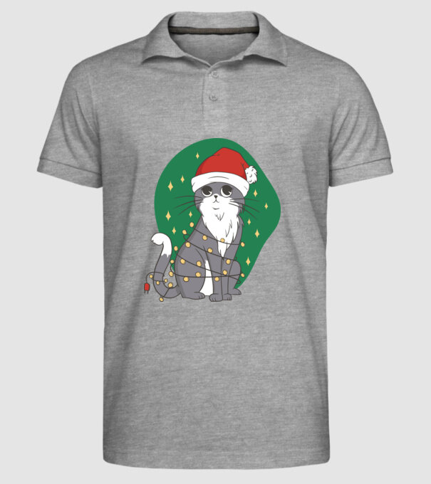 Pisică drăguță de Crăciun model gri pe tricou