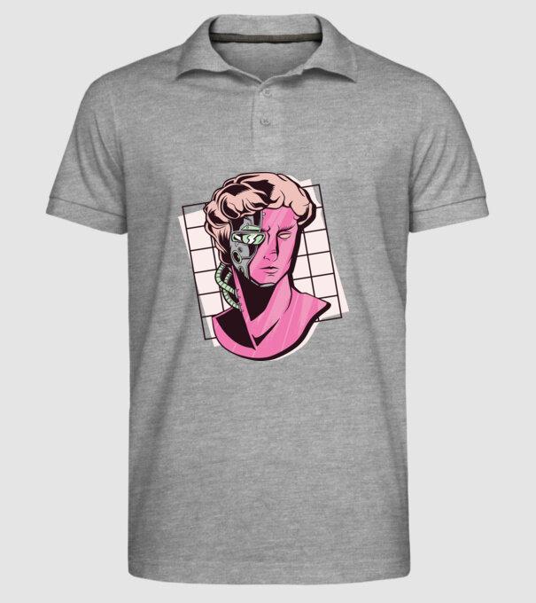 Statuie Cyborg model gri pe tricou