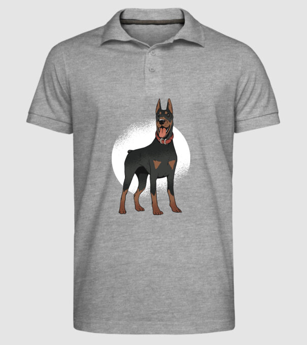 Tricou cu câine dobermann model gri pe tricou