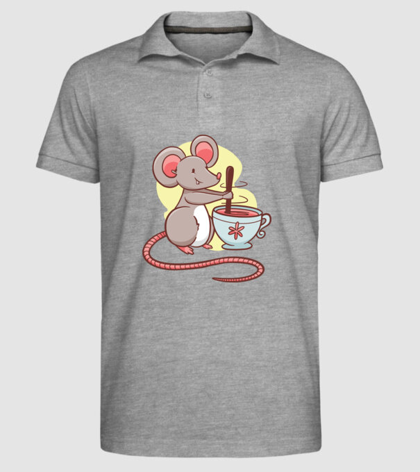 Șoarece cu ceai model gri pe tricou