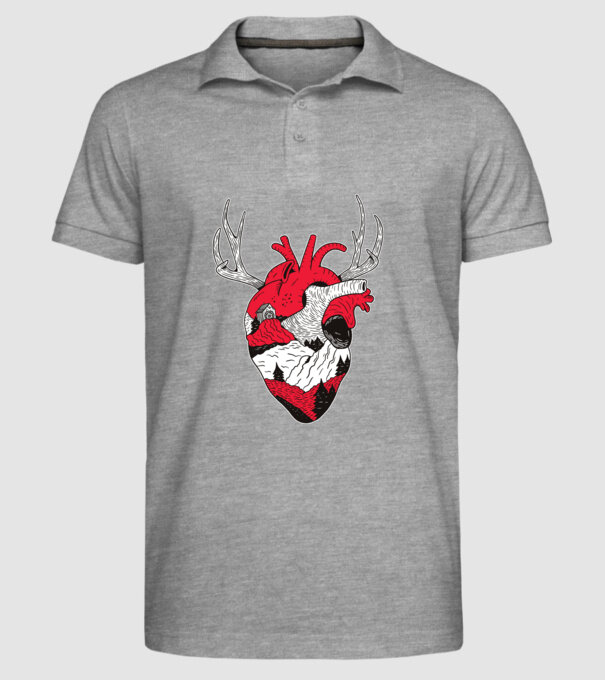 Inimă pădure model gri pe tricou