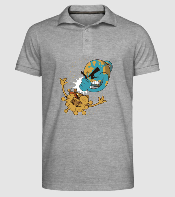 Pământ vs Coronavirus model gri pe tricou