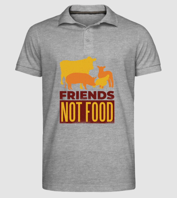 Friends not Food Vegán model gri pe tricou