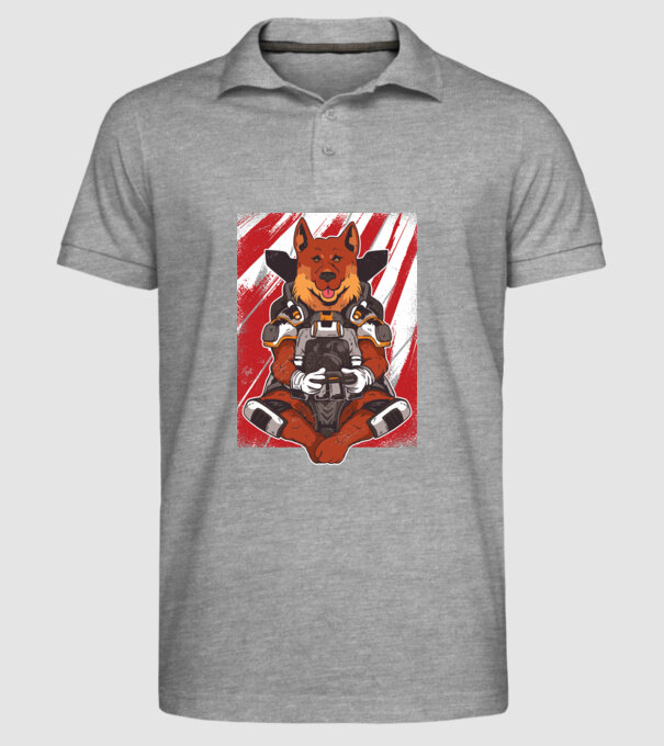 Gamer Ciobănesc german Apex model gri pe tricou