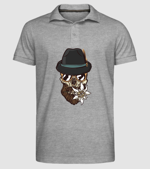 Craniu Hipster model gri pe tricou