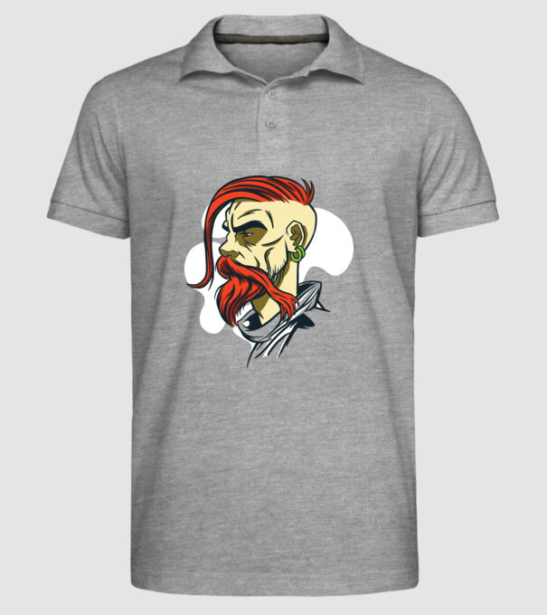 Barbă Hipster model gri pe tricou