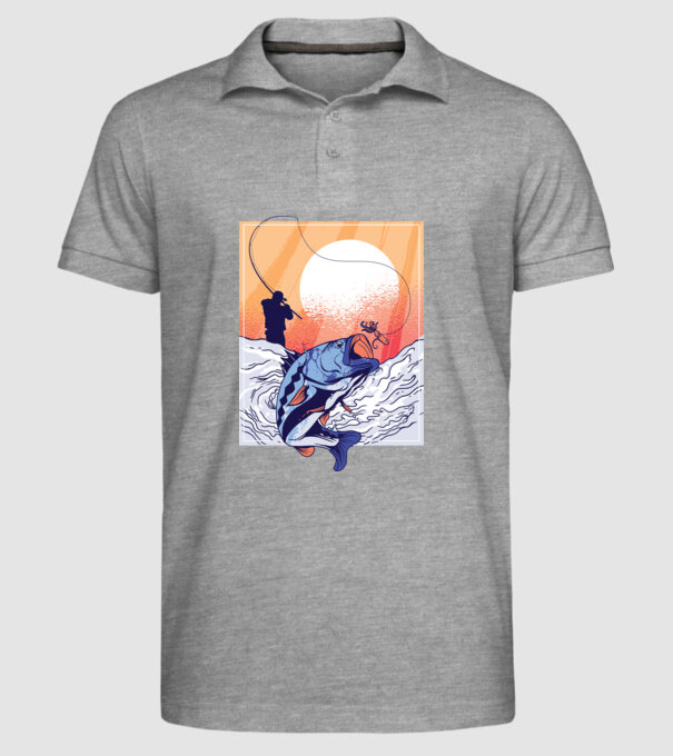 Tricou Pescar Retro model gri pe tricou