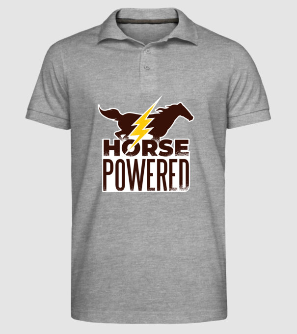 Horse Powered Cal-putere tricou călăreț model gri pe tricou